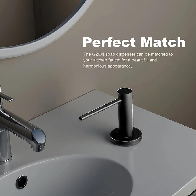 Soap Dispenser for Kitchean Sink, Built in Black Soap Dispenser Stainless Steel Soap Pump with 40" Extension Tube and 500ml Bottle