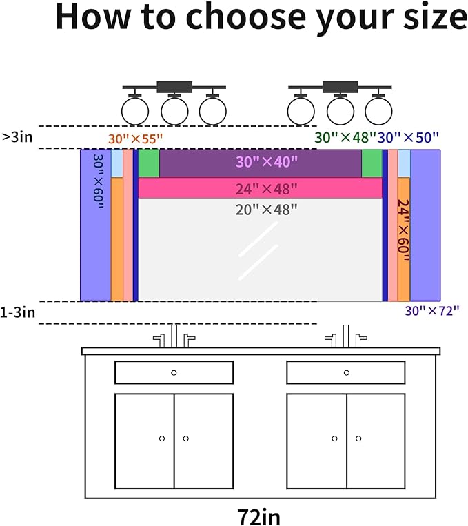 Black Bathroom Mirror for Wall, 24x60 Inch Rectangle Mirror with Metal Frame, Modern Vanity Mirrors for Bathroom Living Room, Entryway Hangs Horizontal or Vertical