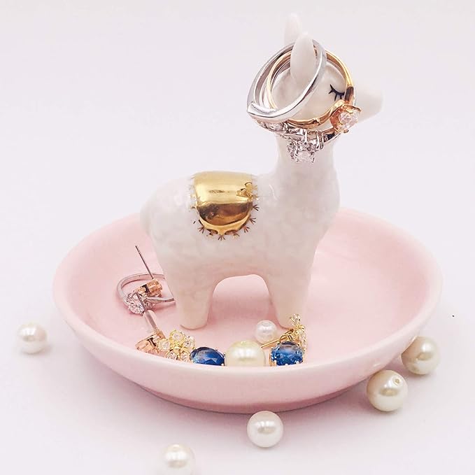 ROSA&ROSE Cat Ring Holder Trinket Tray Ceramic Jewelry Dish Porcelain Ring Organizer Gift for Women, Girlfriend or Valentine's Day (Multi)
