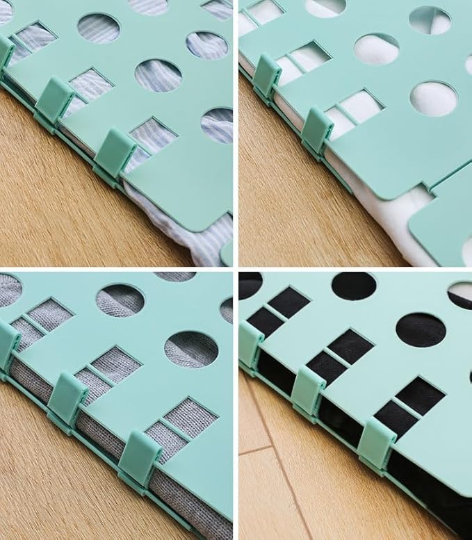 NuRcix Plastic Folding Helper Easy And Fast Folding Boards Folding Board T Shirt Clothes Folder Laundry Organizer For Kid And Adult To Fold Clothes (Green)