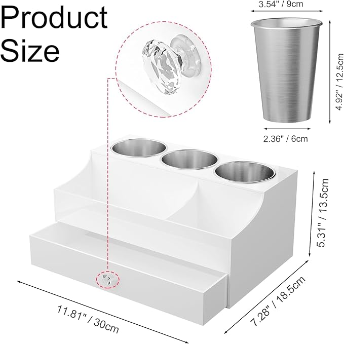 Hair Tool Organizer, Acrylic Hair Blow Dryer Holder Stand for Straightener and Curling Storage, Bathroom Vanity Countertop Organization for Makeup Accessories (White)