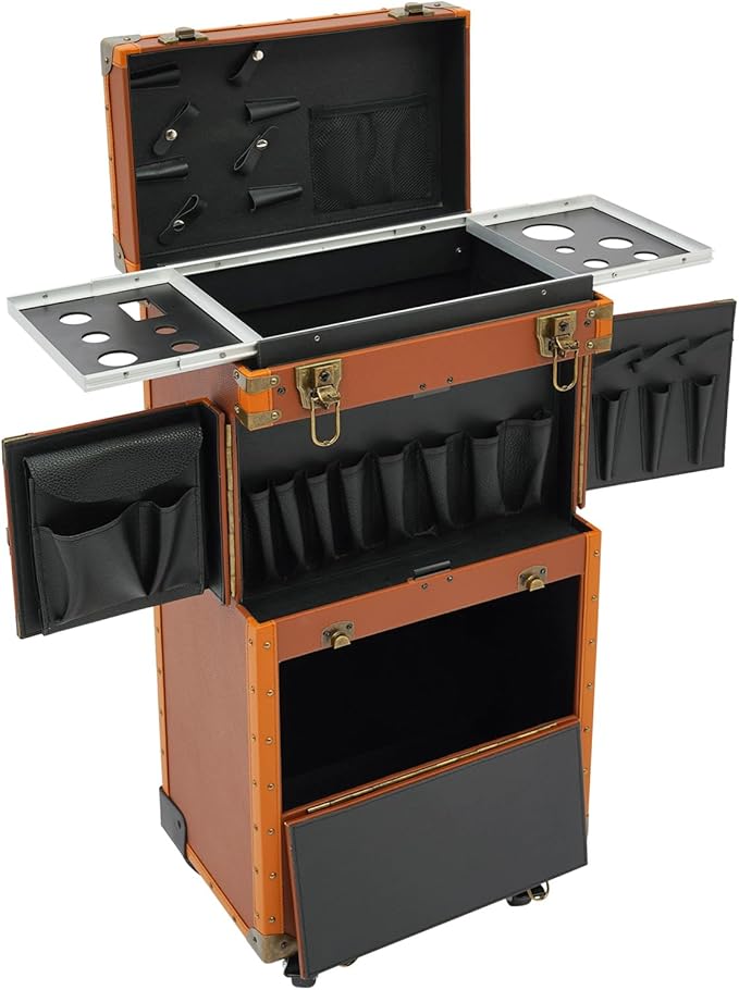 Hairdressing Makeup Case,Hairdressing Rolling Case,Hairstylist Traveling Organiser,Barber Makeup Train Tools Storage Case,Hair Makeup Salon Organizer with Wheels and Password Locks