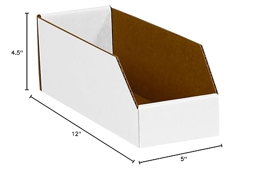 Box USA BBINMT512 Open Top Bin Boxes, 5" x 12" x 4-1/2", Oyster White (Pack of 50)