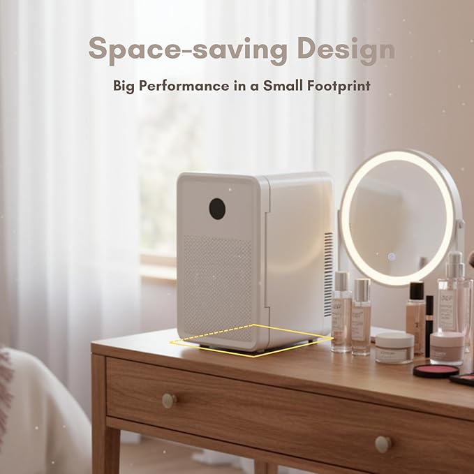 13L/22L Mini Fridge for Bedroom, Personal Small Refrigerator for Skin Care, Cosmetics, 110V/12V Portable Refrigerator Cooler & Warmer for Drinks, Food, Beauty, Makeup, Dorm, Car, Office