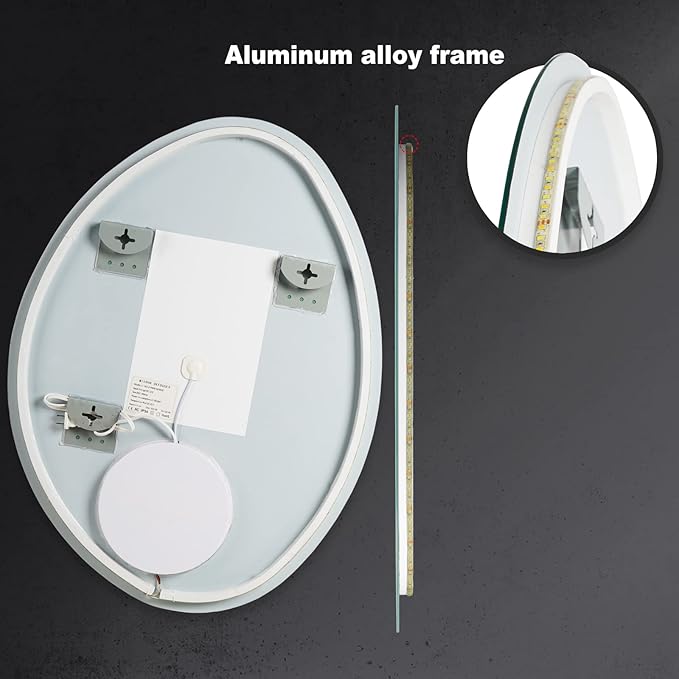 WallBeyond LED Bathroom Mirror with Lights, 24 x 32 Inch Led Bathroom Vanity Mirror for Wall, Anti Fog Mirror for Bathroom, 3 Colors and Dimmable Light, Horizontal/Vertical