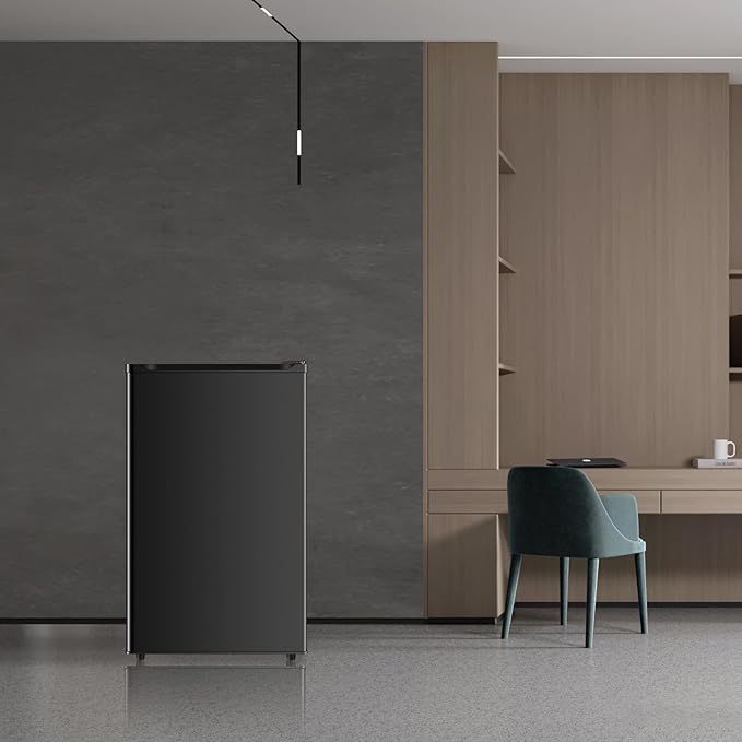 4.4 Cu.Ft Mini Fridge with Freezer, Single Door Mini Refrigerator, 5 Settings Temperature Adjustable, Compact Refrigerator for Apartment,Dorm, Office, Bedroom