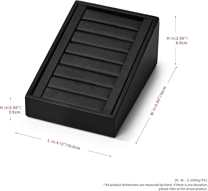 PU Leather Jewelry Ring Tray Display Stand Slotted Ring Showcase Display Organizer Holder for Trade Show(Black)