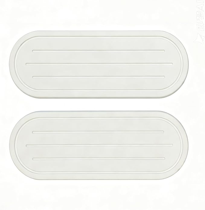 2PCS Water Absorbing Stone Drying Tray Mat for Bathroom Sink & Kitchen Counter Faucet Organizer Decor, Quick Dry Dish Soap Dispenser Sponge Holder, Vanity Sink Caddy Coaster,White -10"*3.8"