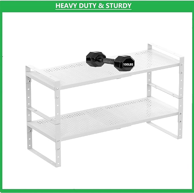 Multi-Functional Metal Shoe Rack, Space-Saving, Perfect for Entryway, Closet, Bathroom, etc. - Sturdy and Durable, High Weight Capacity(2PACKS/White/Medium)