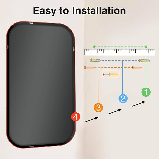 Bathroom Mirror for Wall, Large Bathroom Vanity Mirror for Over Sink 30 x 55, Black HD Reflection Shatterproof Mirror for Living Room Bedroom Entryway, Metal Frame Rectangular Shape