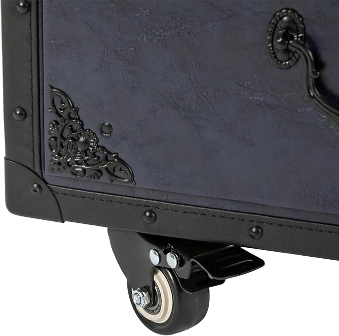 Rolling Lockable Makeup Train Case,Large Cosmetic Organizer Train Case Makeup Travel Case with 360° Swivel Wheels, Trolley Makeup Travel Organizer,Black