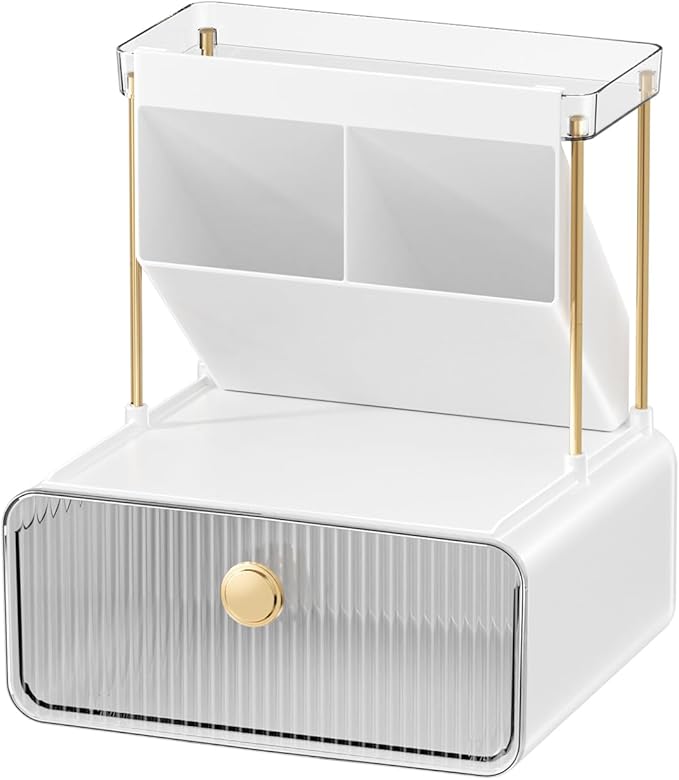 3-Tier Bathroom Makeup Organizers and Storage, Makeup Vanity Organizer, Bathroom Countertop Organizer, Dorm Room Essentials,Makeup Brush Holder, Desk, Perfume, Office, Jewelry and Skincare Organizers