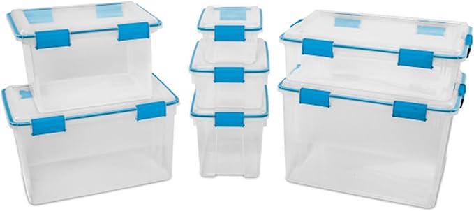 Sterilite 19344304 54 Quart Gasket Box Blue Aquarium Accents 4 pack
