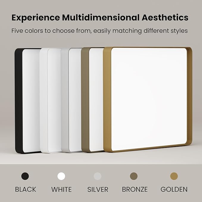 Brushed Nickel Bathroom Mirror 24x32 Inch, Brushed Silver Metal Frame Mirror Wall Mounted, Rounded Rectangle Bathroom Vanity Mirror, Tempered Glass, Anti-Rust, Horizontal/Vertical