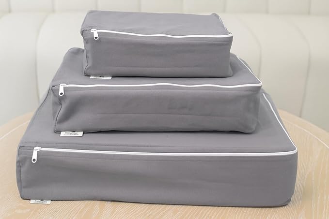 Packing Cubes Bag Pure Canvas Travel Organizers (10"x7"x3") with Durable YKK Zippers for Clothes, Shoes & Luggage Storage (Set of 3 (Small), Gray)