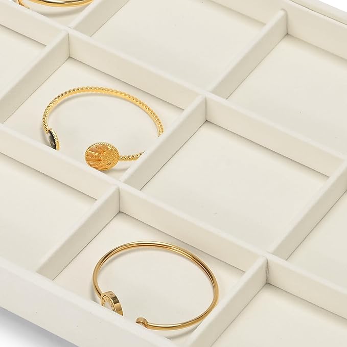 12 Grids Microfiber Jewelry Tray Bracelet Bangle Earring Tray Jewelry Display Trays for Bracelet Bangle Watch Earring Display Storage(Beige)