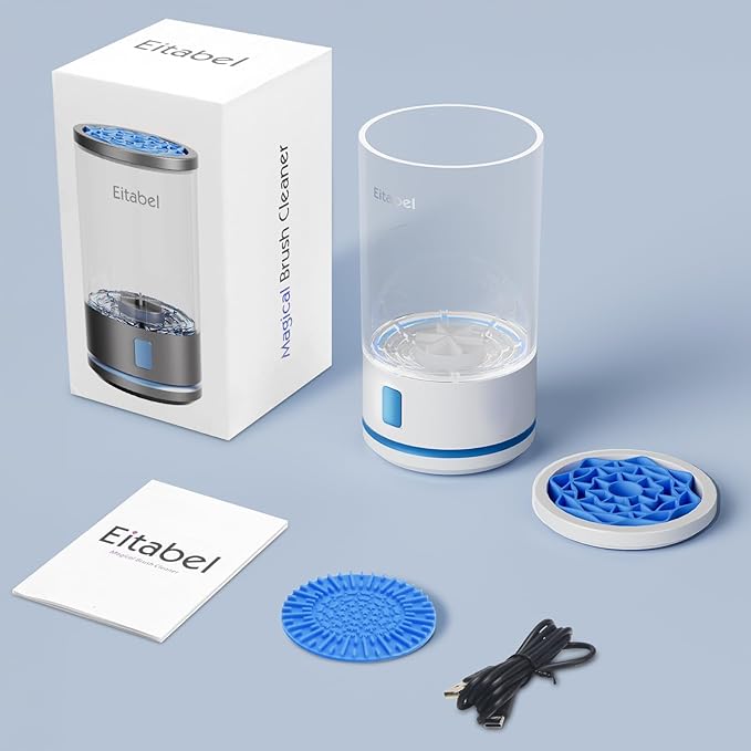 Makeup Brush Cleaner machine, 2 in 1 Makeup Brush Cleanser & Washer, 7000 RPM High-Speed Deep Cleaning, Portable Automatic Cosmetic Brush Cleaner for Foundation Brush Sponge, Clear