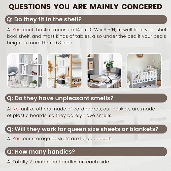 Criusia 6 Pack Closet Organizers and Storage Bins, Cute Dorm Room Essentials for Clothes Beddings Bags, Under Bed Storage Containers, Apartment Essentials Baskets for Organizing (14L*10W*9.5H)