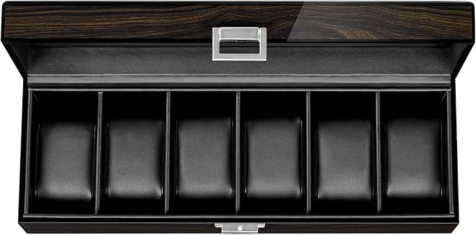 ANWBROAD Watch Box for Men, 6 Slot Watch Case with Glass Lid, Watch Display Case Watch Holder Organizer for Men, Watch Storage Box with 6 Slot, UJWB006E