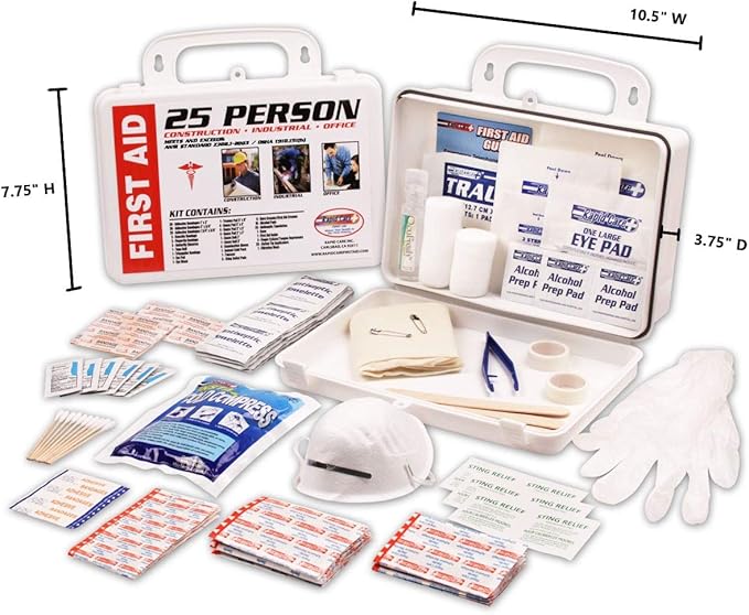Rapid Care First Aid RC-25MAN-W 25 person 166 Piece ANSI/OSHA Compliant First Aid Kit in Wall Mountable Poly Case