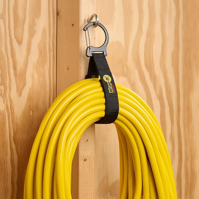 Wrap-It Storage Quick Clips - 20" (3-Pack) Black - Hose Organizer Straps with a Metal Clip to use as an Extension Cord Organizer or RV Hose Storage