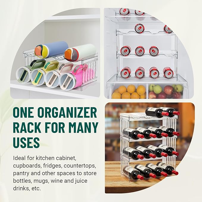Large Tumbler Organizer for 8 Stanley Cup, Kitchen Organizers and Storage for Stanley Cup Accessories, Stackable Water Bottle Organizer Fits 20/30/40 oz Cup, Good for Kitchen Fridge Storage
