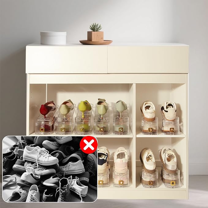 10 Pack Shoe Slots Organizer, Shoe Stackers Organizer for Closet Adjustable Shoe Holder Space Saver 50% Shoes Racks for Closet Organization