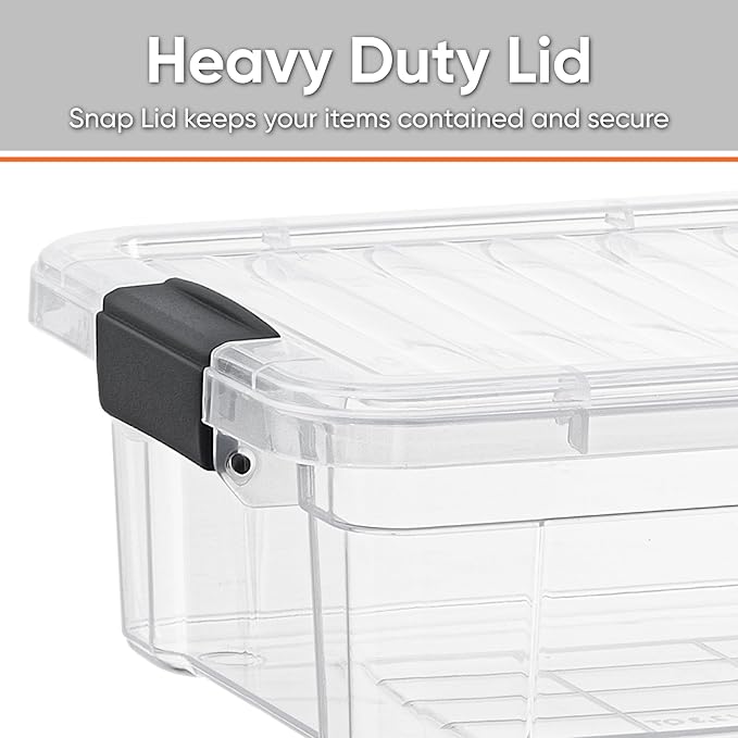 Superio Clear Storage Bins with Lids, 14.7 Quart BPA Free Plastic Containers, Transparent Boxes for Organizing, Stackable Crates, Organizer Totes for Home, Office, School, and Dorm