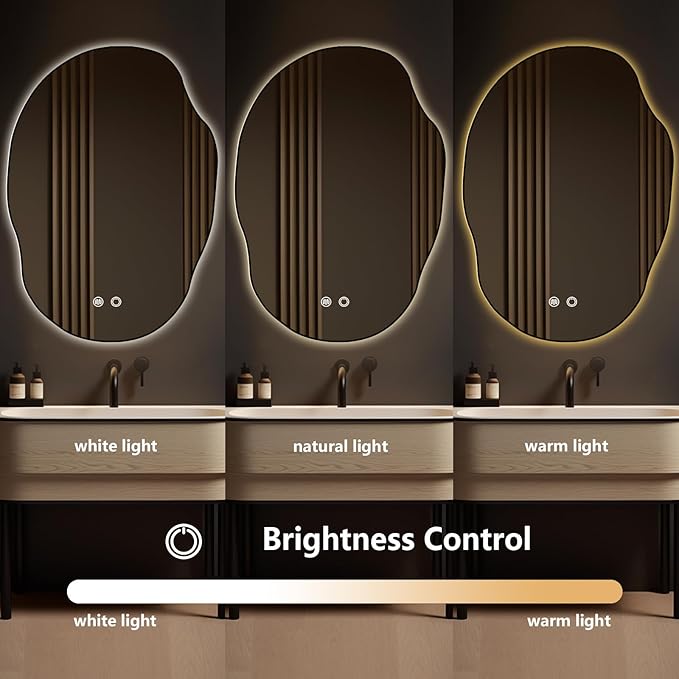 WallBeyond LED Bathroom Mirror with Lights, 25 x 35 Inch Led Bathroom Vanity Mirror for Wall, Anti Fog Mirror for Bathroom, 3 Colors and Dimmable Light, Horizontal/Vertical