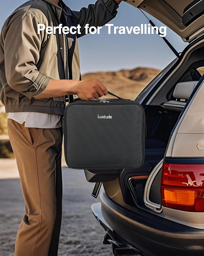 Luxtude Electronic Organizer Travel Case Large, Double Layer Tech Carrying Case, Home Electronics Bag Fits for iPad (Up to 12.9 in), Sturdy Storage for Camera