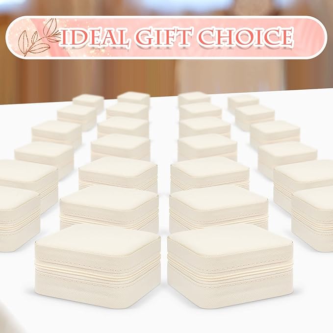 Taiyin 50 Pcs Travel Jewelry Case, Valentines Day Gifts for Her- Small Jewelry Organizer Box Bridesmaid Gifts for Women Girls (White)