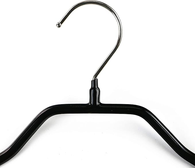 Mawa by Reston Lloyd BodyForm Series Non-Slip Space-Saving Clothes Hanger with Bar for Pants, 16-1/2", Style 42/LS, Set of 5, Black