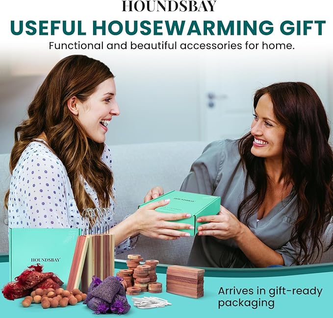 12 Hanging Cedar Blocks for Clothes Storage -Cedar Hangers for Closet - Cedar Chips for Closets and Drawers - Hanging for Protecting Clothes Closet - Cedar Hanger & Balls for Clothes