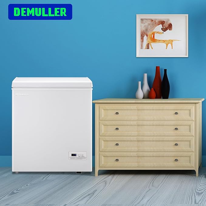 4.0 Cu.ft Chest Freezer with Electronic Panel, Accurate Temperature Display to 1 ℉, White Deep Freezing Machine with 2 Removable Baskets, Compact Size for Any Space