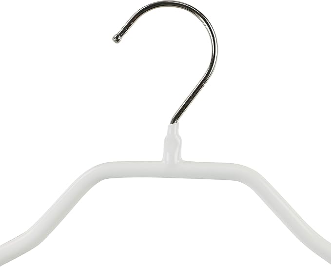 Mawa by Reston Lloyd BodyForm Series Non-Slip Space-Saving Clothes Hanger with Bar for Pants, 16-1/2", Style 42/LS, Set of 6, White