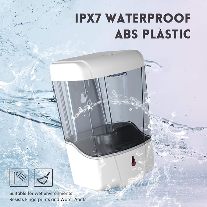 Automatic Soap Dispenser 20fl oz/600ml Touchless Wall Mount Liquid ABS Auto Hands Free Touchless Soap Dispensers Bathroom Kitchen 9031 White