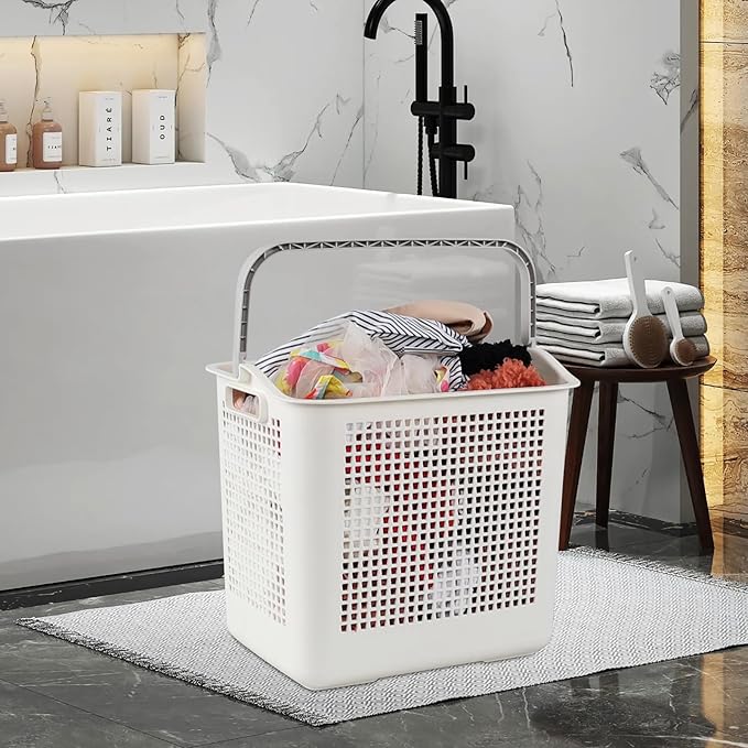 35 L Laundry Hamper Basket with Handle 4 Pack, Easy Carry Laundry Basket Plastic