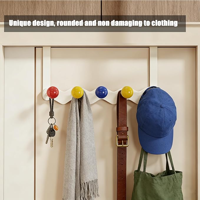 Over Door Coat Rack, Coat Hooks for Door Coat Hanger, Towel Hanger for Bathroom, Door Hanger Hooks, Hooks for Hanging Hat Key Towel Purse Robes Mudroom Entryway