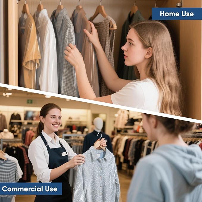 100 Pack 23.6"x70" Garment Bags for Hanging Clothes, Thick Clear Plastic Dry Cleaning Covers for Closet Storage & Travel