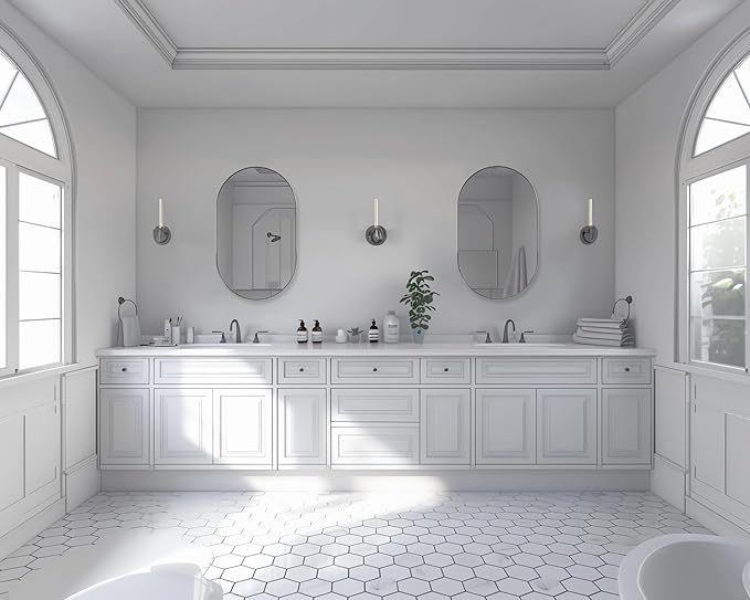 ANDY STAR Chrome Oval Mirror for Bathroom, 20x33 Inch Pill-Shaped Chrome Mirrors for Wall in Thin Frame Deep 1’’ Ideal for Limited Space