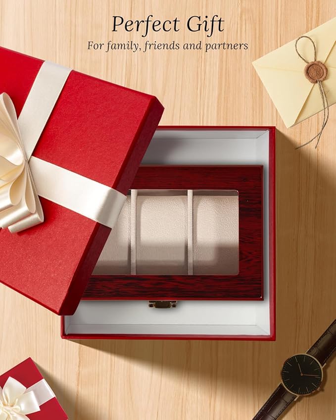 Uten 3 Slots Watch Box Storage Case Organizer Jewellery Display Wooden for Men Women