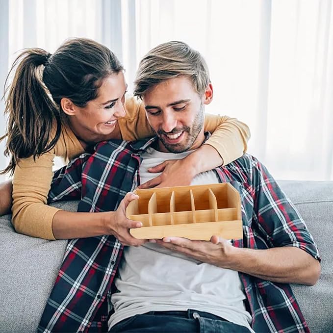 GTI Belt Organizer, 5 Compartments Belt Organizer for Closet and Drawer, Bamboo Display Case for Tie and Belt, Belt Storage Organizer for Men Women (Wooden)