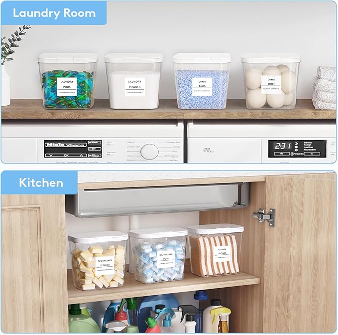 Lifewit Laundry Pods Container with Pop-up Lid, Detergent Dispenser, Dryer Sheet Holder, Laundry Room Organization Storage Jars for Washing Powder, Soap, Scent Booster Beads,0.72gal, 2 Pcs