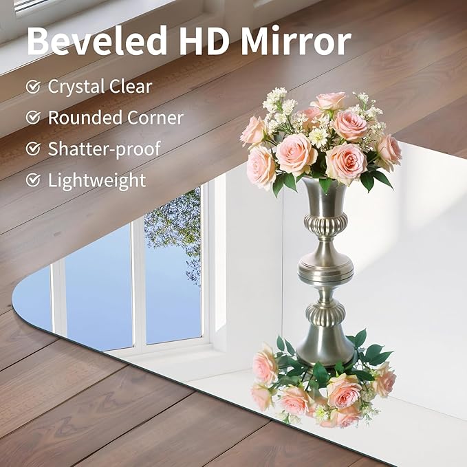 CILIBER Frameless Wall Mirror, 24" x 48" Bathroom Mirror Rounded Corner, HD Shatterproof Vanity Mirror with Polished Edge for Over Sink, Bedroom, Entryway, Vertical or Horizontal