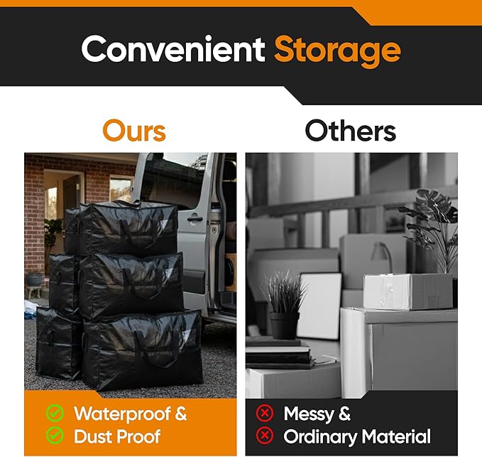 HOLDN’ STORAGE Extra Large Moving Storage Bag with Zipper Lid, Heavy Duty Reusable Tote for Clothes, Bedding, Books, Dorm & Home, Pack of 10 (Extra Large)