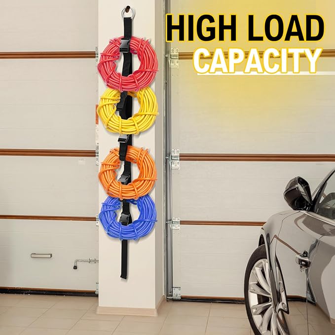 2 Pcs Extension Cord Organizers and Storage Garage Extension Cord Holder with 5 Slots Organizer Black Cord Organizer Straps for Vertical Space Cable Hose Rope String Lights