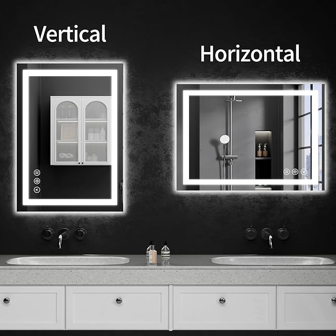 20"x28" LED Bathroom Mirror with Lights, Dimmable,Anti-Fog,Bathroom Vanity Mirror for Wall, Backlit + Front Lit, Memory Function, Shatter-Proof,Tempered Glass
