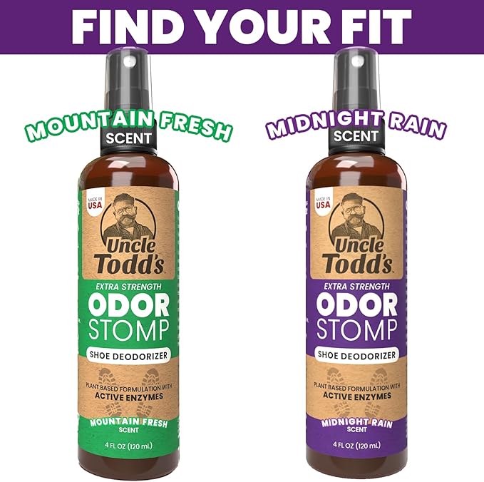 Uncle Todd's Shoe Deodorizer Spray - Proven & Powerful Enzyme Formula Spray for Shoe Odor Elimination in All Footwear (Midnight Rain)