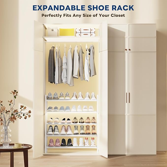 Mavivegue Expandable Shoe Rack, 5-Tier Shoe Organizer for Closet, Adjustable Shoe Rack for Front Door Entrance, Entryway