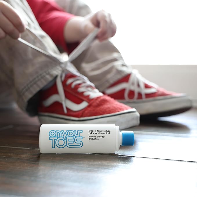 On Your Toes Natural Foot and Shoe Odor Eliminator –Shoe Deodorizer with Body Powder to Neutralize Smelly Odors – Long-Lasting, Fast-Acting Foot Powder for Kids and Adults (4 Pack)